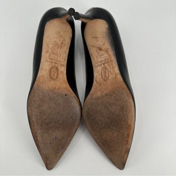 SJP Fawn Sarah Jessica Parker Black Pointed Toe Leather Classic Pump 9 Heels - Picture 5 of 8